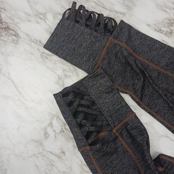 ATHLETA cropped leggings women's size S heather gray mid-rise inner pocket - Picture 4 of 8